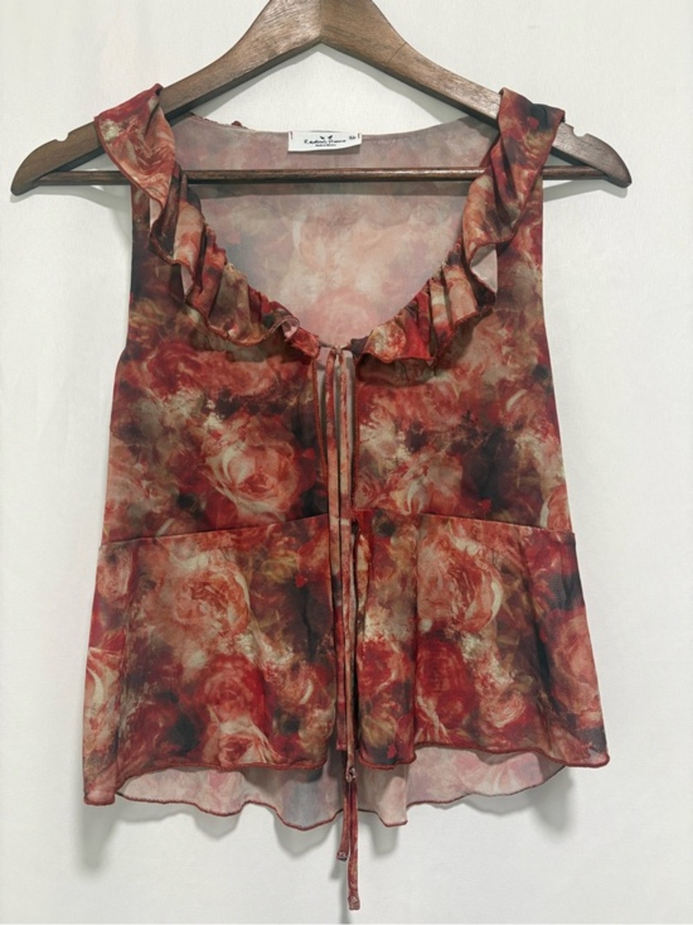 Rebellious Dreamer Floral Mesh Peplum Tank‎ Top Medium
